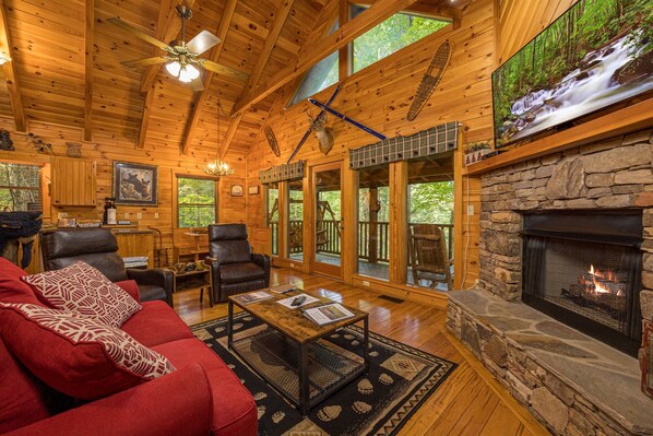 TV, fireplace, video games, table football