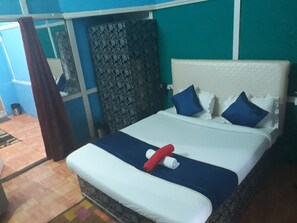 Blackout curtains, iron/ironing board, bed sheets