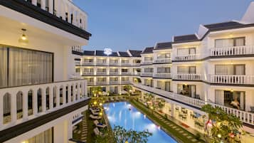 Family Quadruple Room, 2 Queen Beds, Bathtub | Balcony view