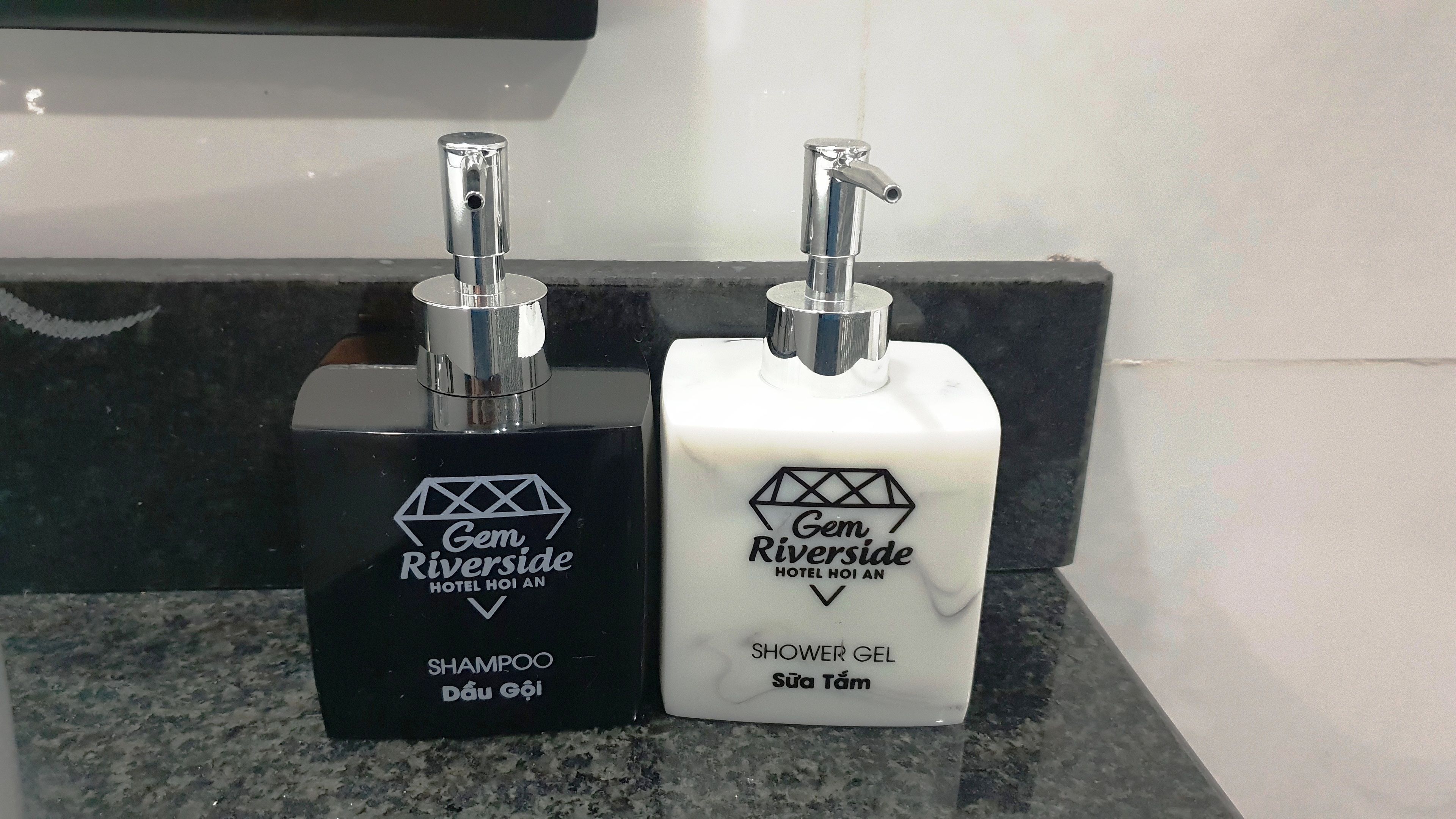 free toiletries, hair dryer, slippers, towels