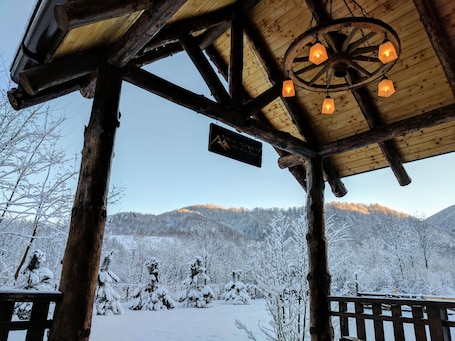 Property grounds. Cozy Cabin in Carpathian Mountains