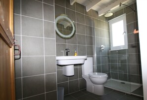 Combined shower/bathtub, hair dryer, towels, soap - Spacious farmhouse with private large heated enclosed pool and extensive grounds (Lempaut)