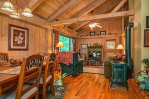 TV, fireplace - Grey Haven Cabin in Connestee Falls (Brevard)