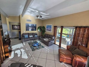 TV, fireplace