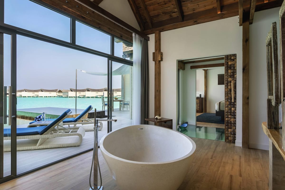 overwater pool villa - lagoon | 1 bedroom, memory-foam beds, minibar, in-room safe