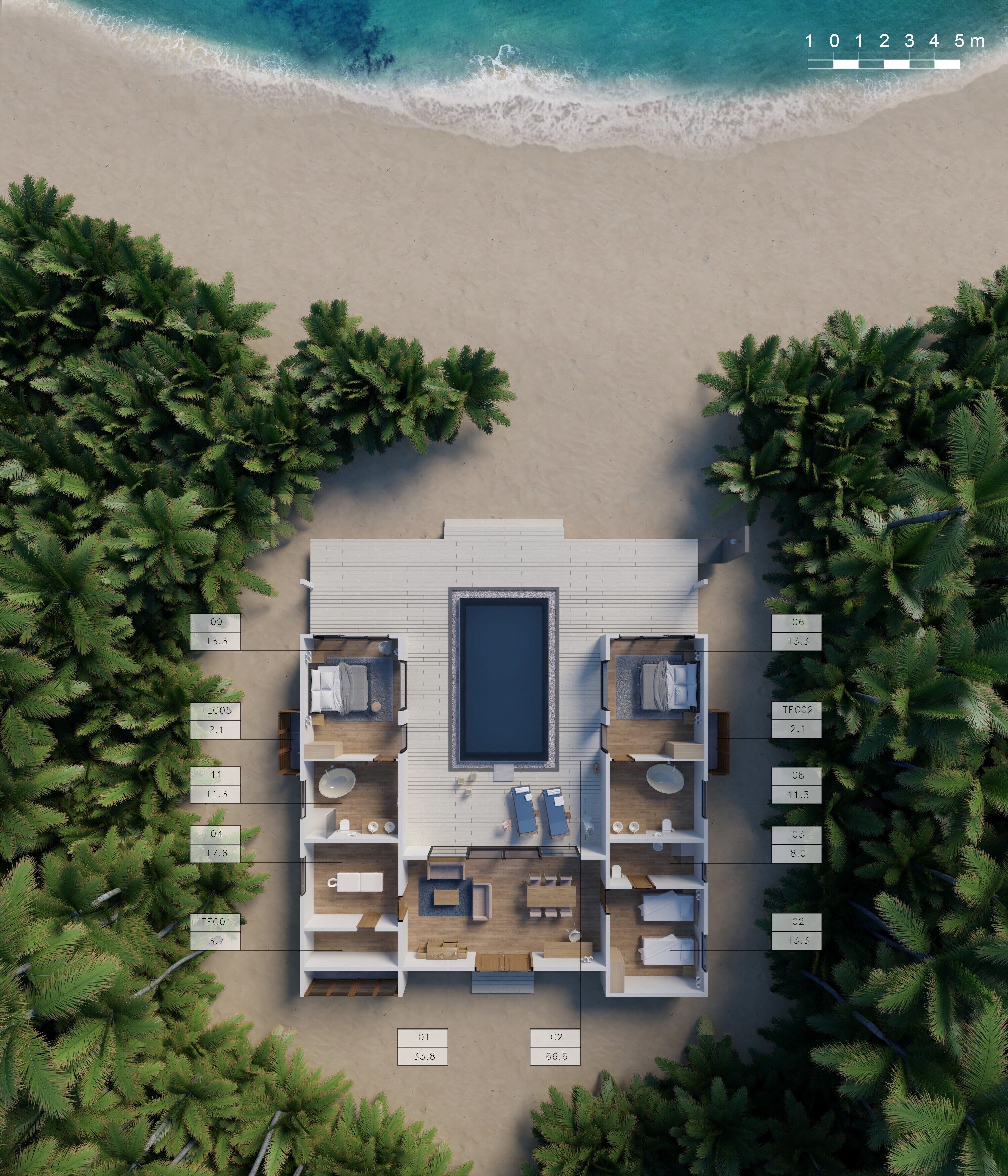 three bedroom beach residence with private pool | 1 bedroom, memory-foam beds, minibar, in-room safe