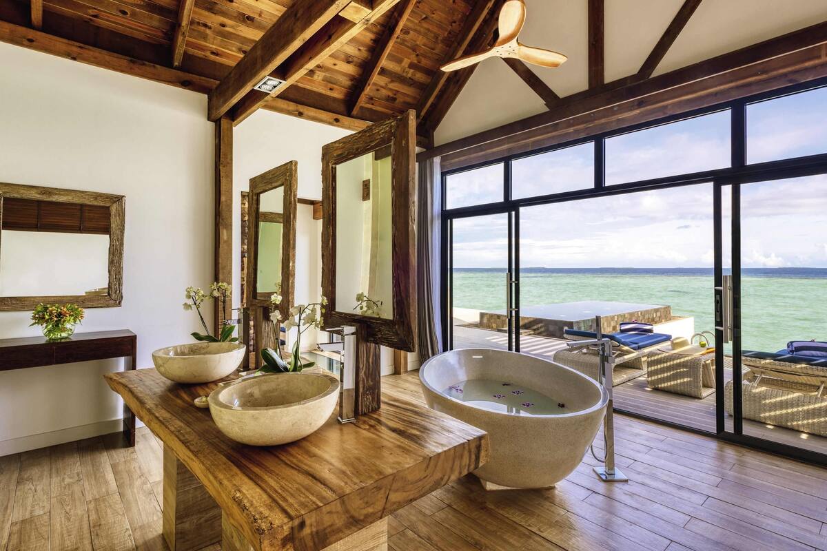 overwater pool villa - lagoon | 1 bedroom, memory-foam beds, minibar, in-room safe