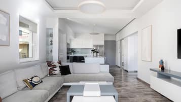 Executive Apartment | Living area | 43-inch Smart TV with cable channels, TV