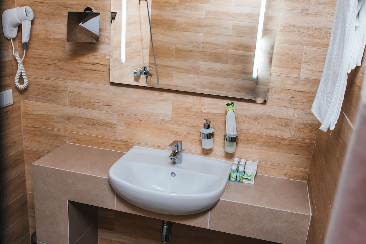 standard double room | bathroom | free toiletries, hair dryer, bathrobes, slippers