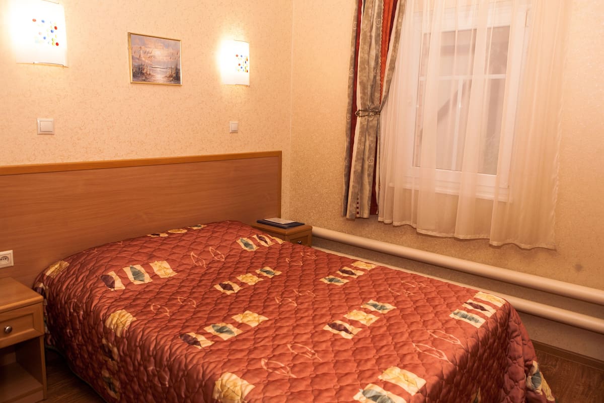 Habitación estándar con 1 cama matrimonial o 2 individuales | Escritorio, tabla de planchar con plancha, wifi gratis y ropa de cama