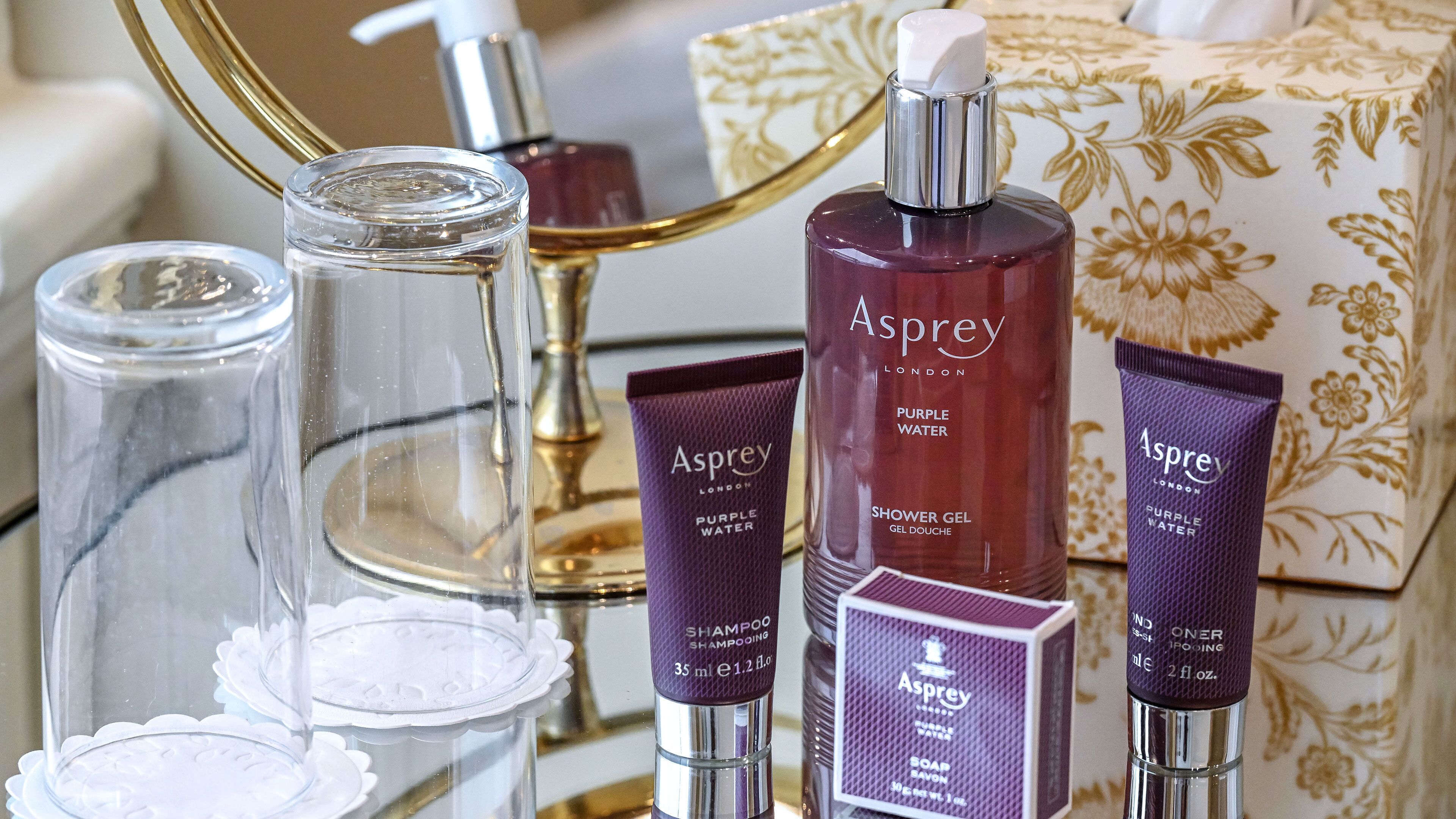 free toiletries, hair dryer, bathrobes, slippers