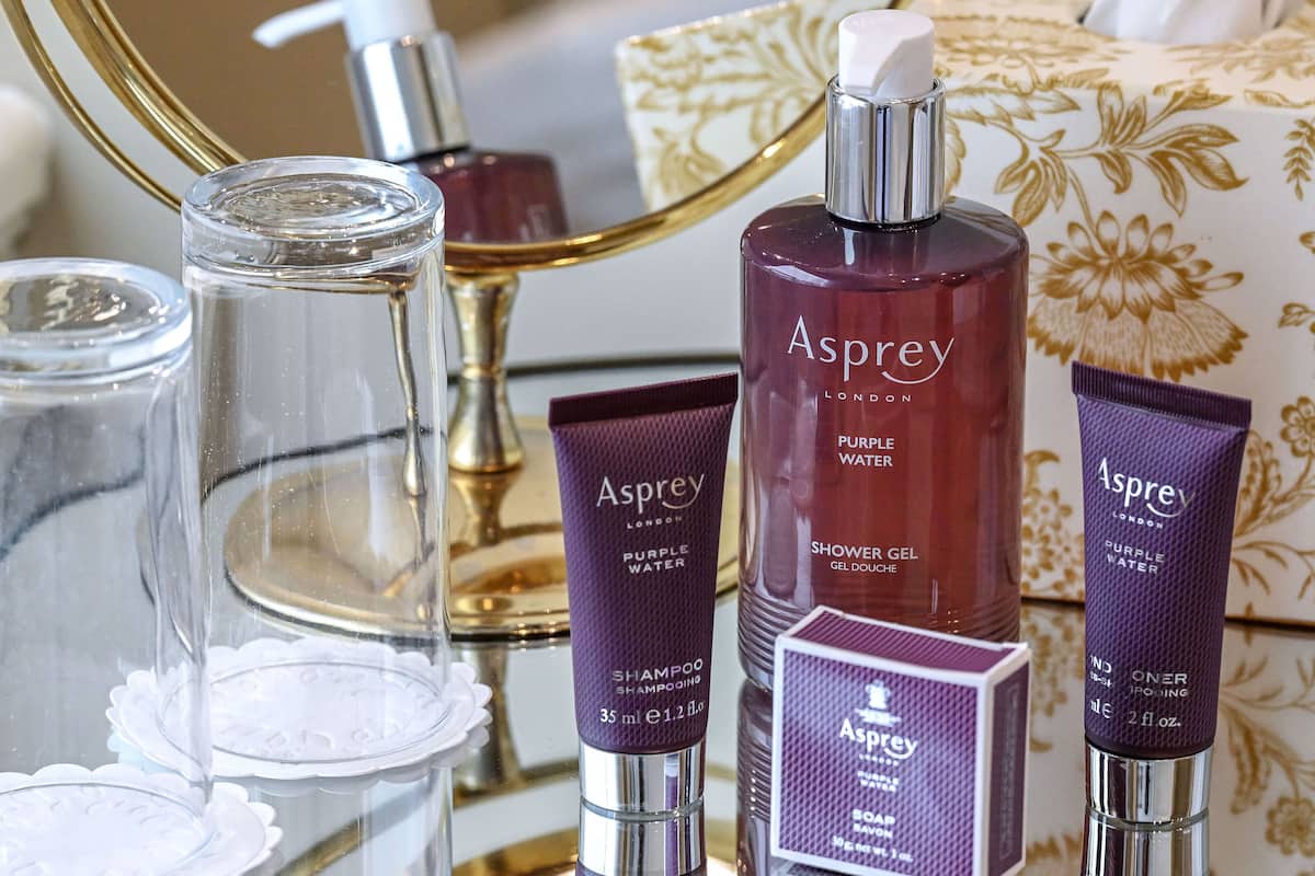 free toiletries, hair dryer, bathrobes, slippers