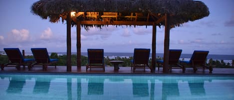 Outdoor pool, sun loungers