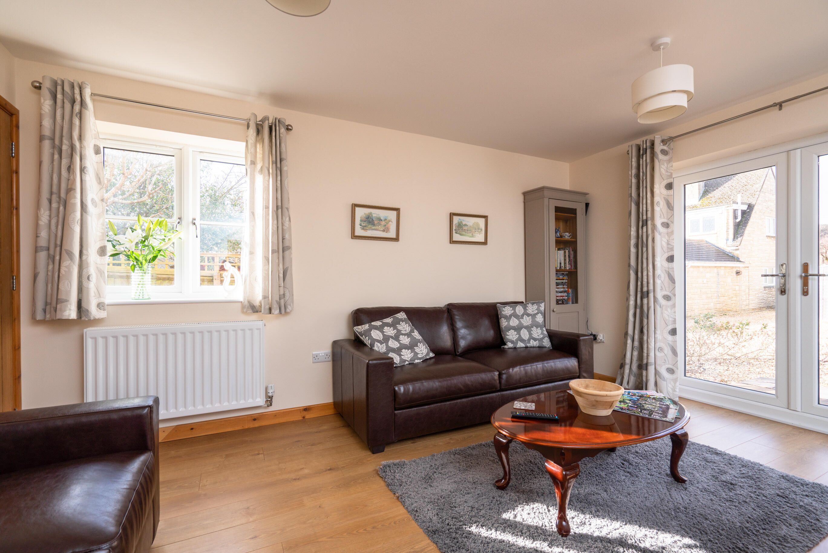 TV, DVD player, books, video library