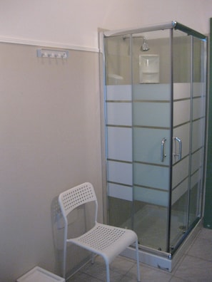 Shower, free toiletries, hair dryer, bidet