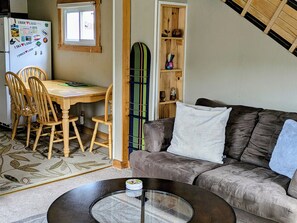 Televisión, chimenea, reproductor de DVD y libros 