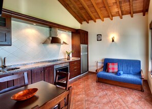 Leilighet, 1 soverom, terrasse (Torre de Paz) | Eget kjøkken | Kjøleskap, mikrobølgeovn, ovn og kokeplater