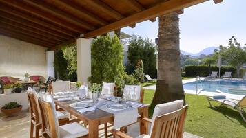 Outdoor banquet area