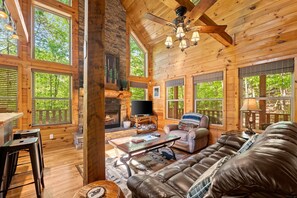 Smart TV, fireplace, DVD player