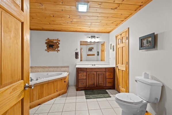 Combined shower/bathtub, hair dryer, towels, shampoo