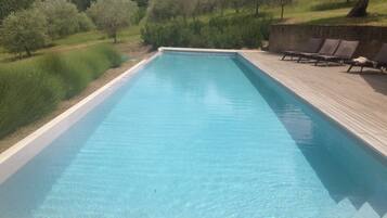 Outdoor pool, pool loungers