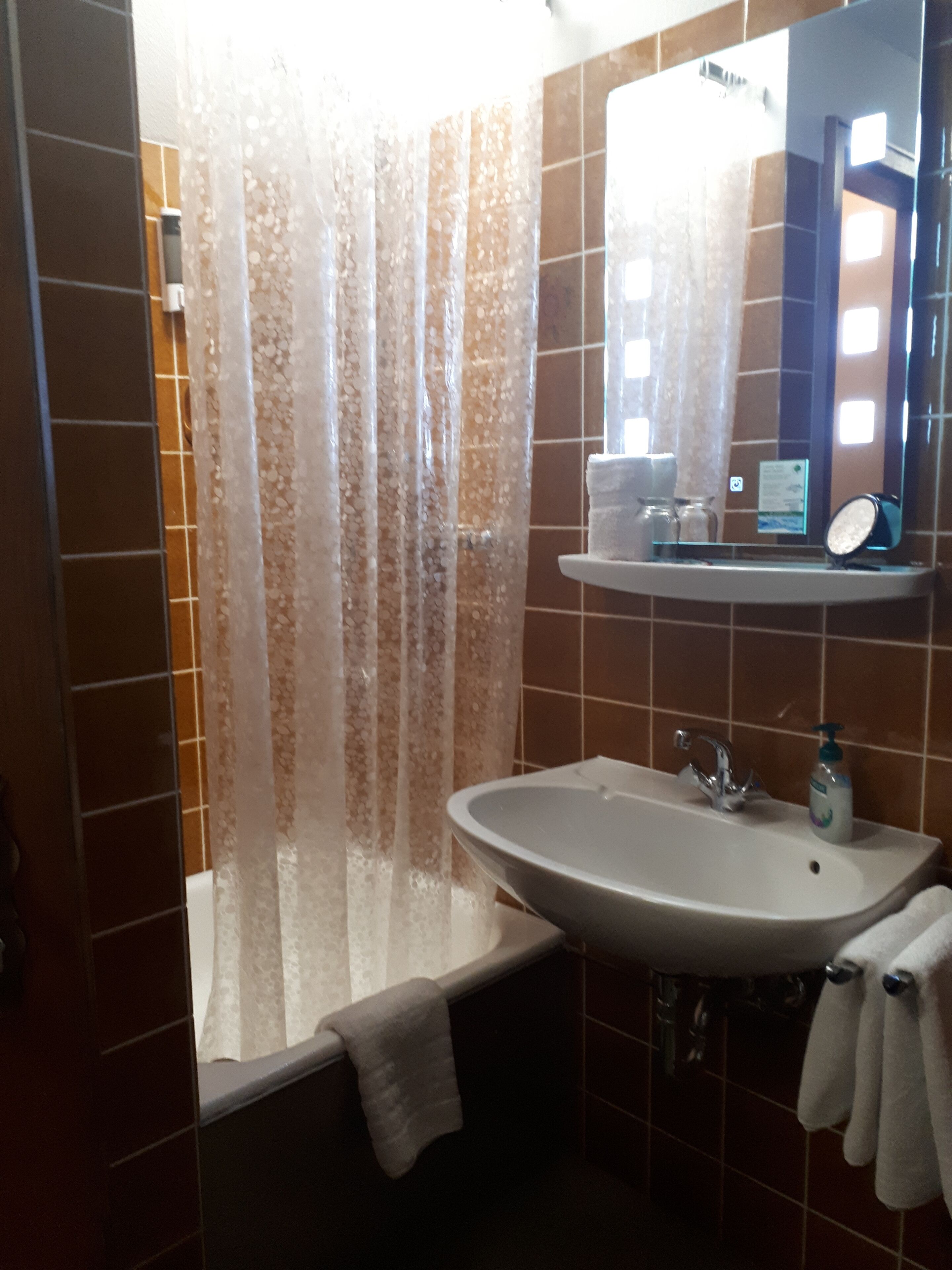 basic single room | bathroom | shower, rainfall showerhead, free toiletries, hair dryer