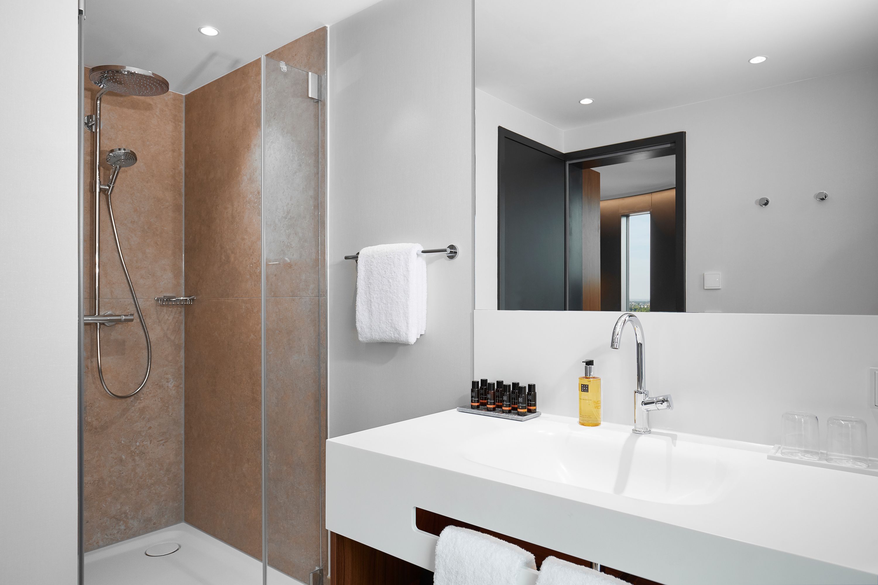 free toiletries, hair dryer, towels, soap