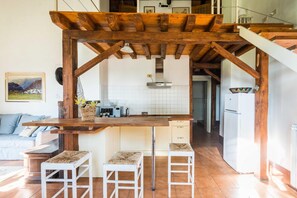 Kjøleskap, mikrobølgeovn, kokeplater og vannkoker