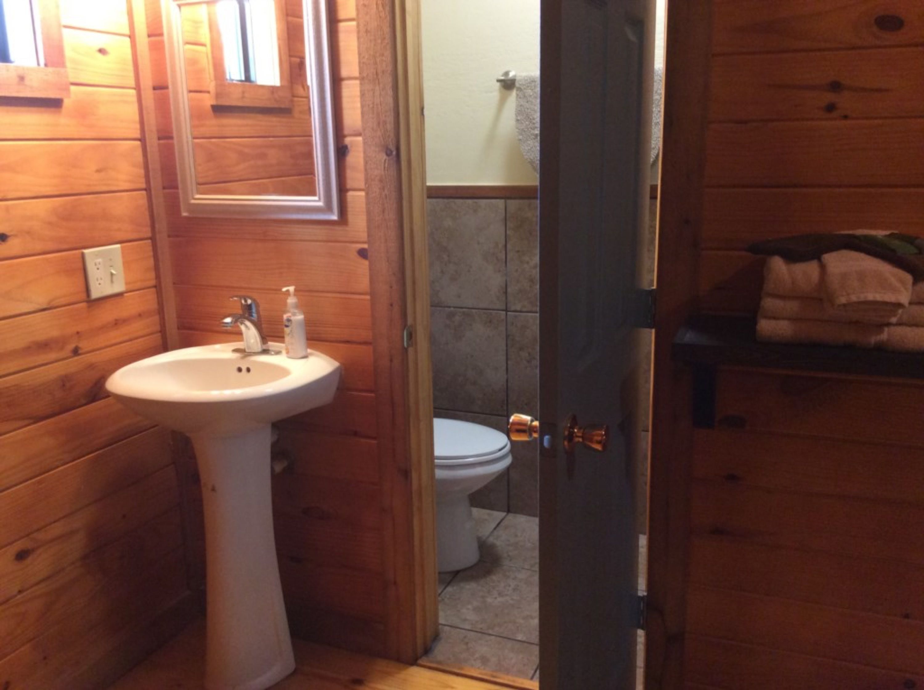 studio, 1 king bed | bathroom | shower, towels