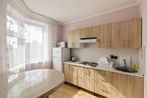 Standard Apartment | Private kitchen | Fridge, microwave, stovetop, electric kettle