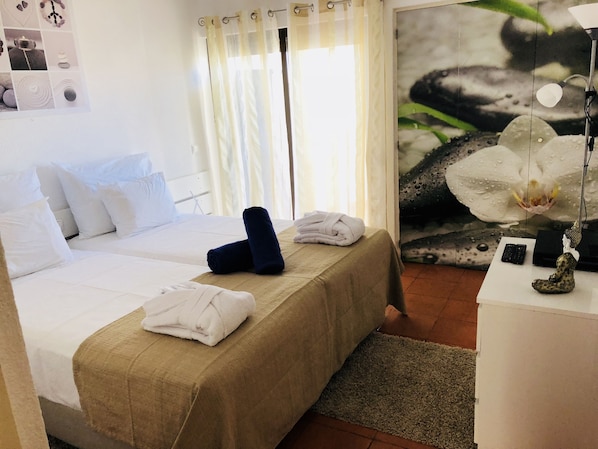 1 bedroom, blackout curtains, iron/ironing board, free cots/infant beds