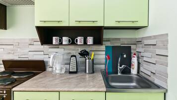 Apartment, Balkon | Eigene Küche | Kühlschrank, Herdplatte, Wasserkocher, Kochgeschirr/Geschirr/Besteck