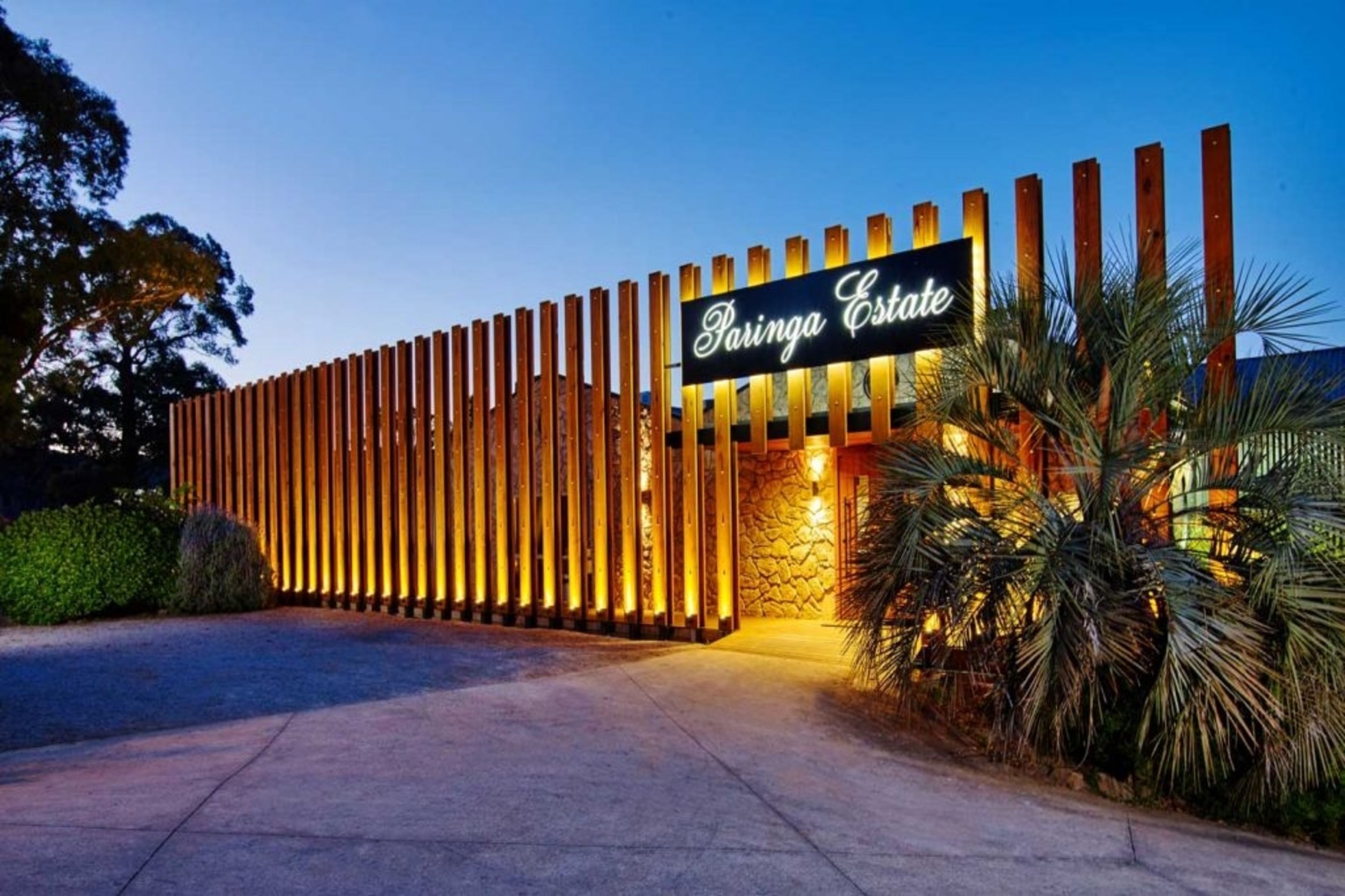 A modern building with a sign reading "Paringa Estate."