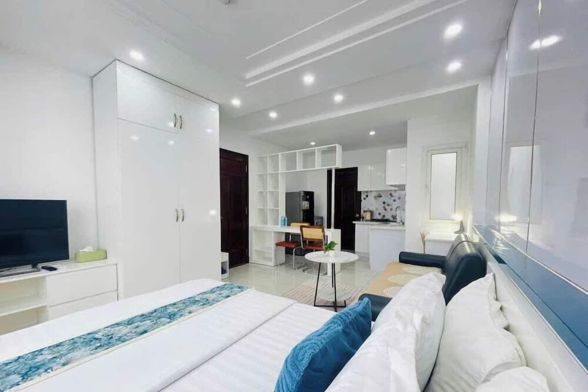Premium bedding, individually furnished, desk, laptop workspace