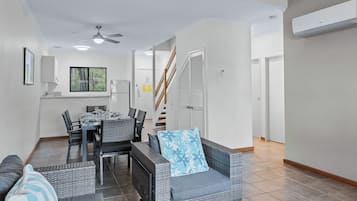 Apartment, 3 Bedrooms, Garden View | Living area | 50-inch flat-screen TV with satellite channels, LCD TV