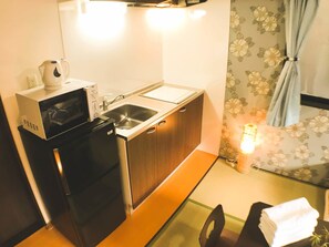 House, 2nd Floor | Private kitchenette | Fridge, microwave - GH One More Heart Jujo 1 (Kyoto)