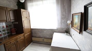 Apartment | Eigene Küche | Kühlschrank, Mikrowelle, Herdplatte, Wasserkocher mit Kaffee-/Teezubehör