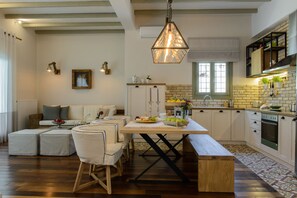 Luxury Villa, 3 Bedrooms, Private Pool | Living area | Smart TV, fireplace, DVD player, MP3 dock - Gatzea Villas (South Pelion)