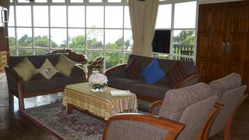 Flat-screen TV, DVD player