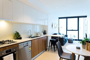 Apartment, 2 Bedrooms | Private kitchen | Full-size fridge, microwave, oven, stovetop