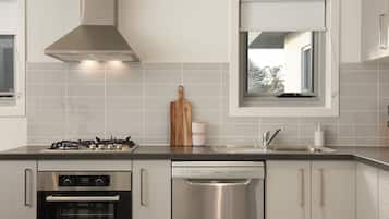 Apartment, 2 Bedrooms | Private kitchen | Full-size fridge, microwave, oven, stovetop