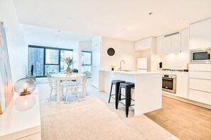 Apartment, 1 Bedroom | Private kitchen | Full-size fridge, microwave, oven, stovetop - Designer CBD Apartment (Brisbane)