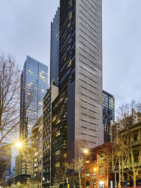 Front of property - evening/night - Elegant High Rise Apartment with an Unforgettable View (Melbourne)