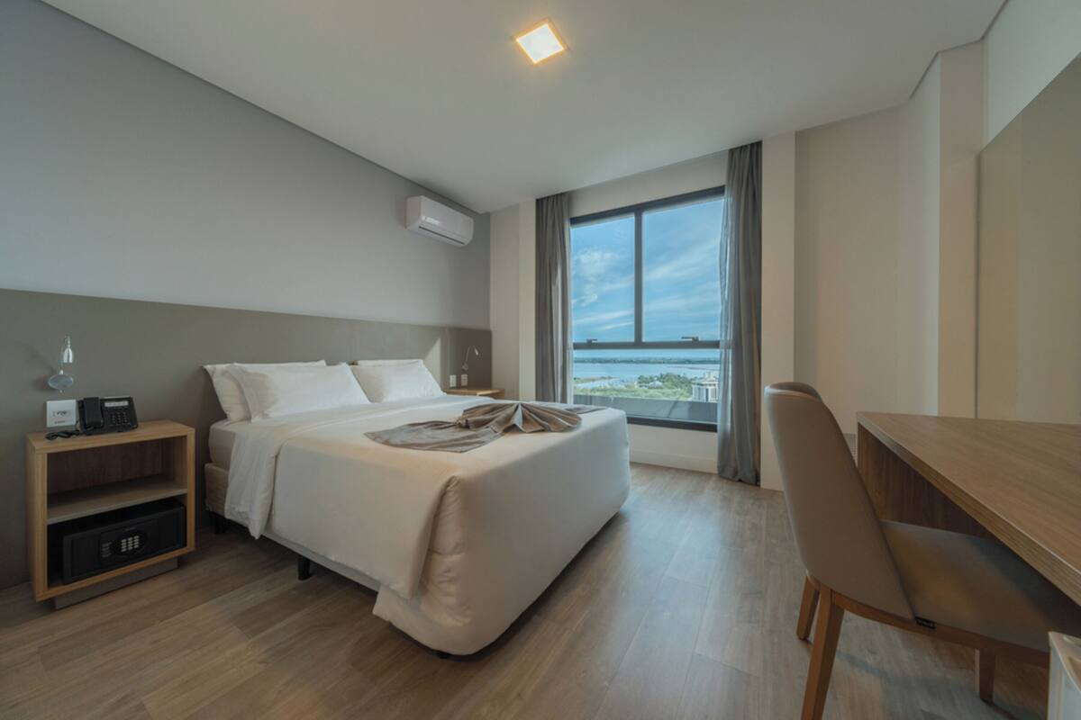 In-room safe, desk, laptop workspace, blackout curtains