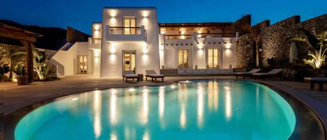 Villa, Private Pool, Sea View | Front of property – evening/night