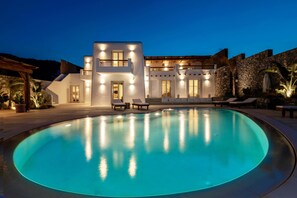 Villa, Private Pool, Sea View | Front of property – evening/night
