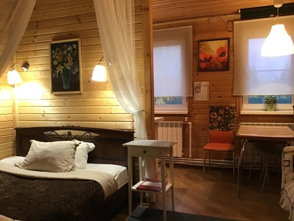 Blackout drapes, iron/ironing board, rollaway beds, free WiFi