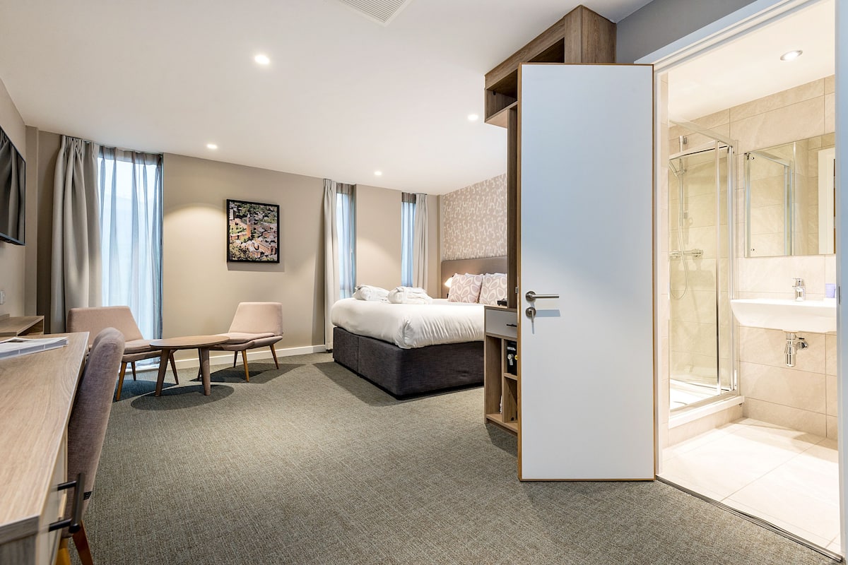 free toiletries, hair dryer, towels, soap