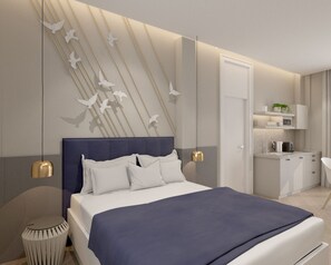 Exclusive Apartment, 1 Queen Bed, Non Smoking | Egyptian cotton sheets, premium bedding, in-room safe, laptop workspace - Great Living Koukaki (Athens)