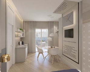 Exclusive Apartment, 1 Queen Bed, Non Smoking | Private kitchen | Full-size fridge, microwave, stovetop, espresso maker